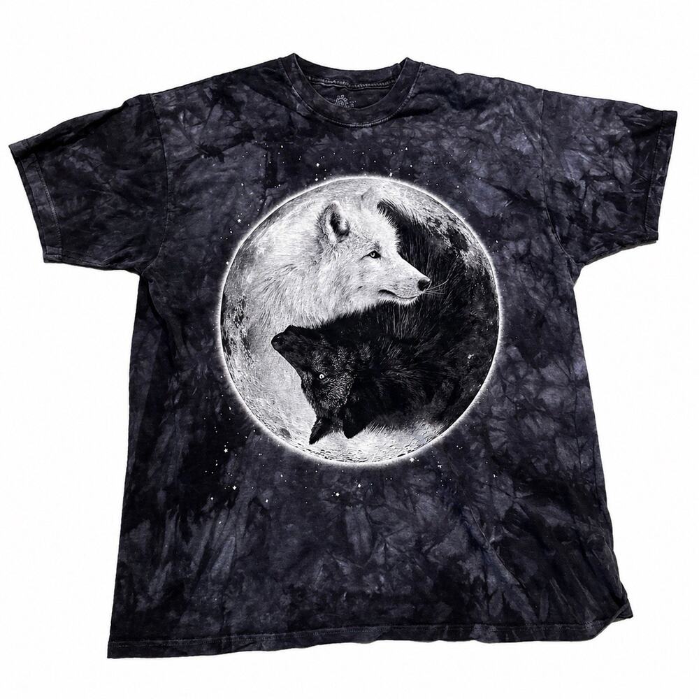 The Mountain Unisex Size XL Wolf Howell Black Tie Dye Moon T Shirt Animal Nature